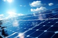 Clean energy from solar generation, blue renewable photovoltaic power, industrial