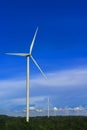 Clean energy; Wind turbine generates electricity in agricultural