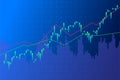 Clean financial visualization showcasing stock market data using candlestick and line graphs. Perfect for presentations