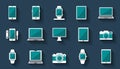 Modern Gadget Icons Set on Dark Blue Background Royalty Free Stock Photo