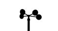Anemometer weather station icon with four cup rotor and mast silhouette, minimalist black sign featuring Royalty Free Stock Photo
