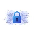 Data privacy vector illustration, lock icon with abstract digital background, clean flat style Royalty Free Stock Photo