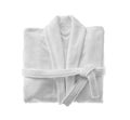 Clean folded bathrobe isolated on white