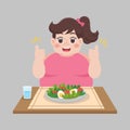 Clean food good health, Fat woman ready to eat vegetable salad Royalty Free Stock Photo