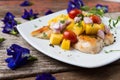 Clean food, Grilled chicken breasts , mango , tomato and vegetables Royalty Free Stock Photo