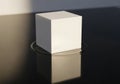 Minimalist 3d cube sculpture abstract geometric form with subtle lighting and shadows white background Royalty Free Stock Photo