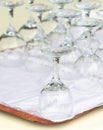 Clean glasses dry on a tray Royalty Free Stock Photo