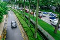 Clean and green atmosphere on street after rain in Singapore