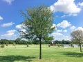 Beautiful lakeside park with community pavilion in Coppell, Texas, USA