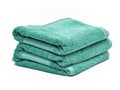 clean green towels on white background