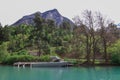 Lillooet lake on the foot of mountain Royalty Free Stock Photo