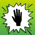 Clean hands sign. Black Icon on white popart Splash at green background with white spots. Illustration