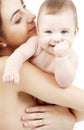 Clean happy baby in mother hands Royalty Free Stock Photo