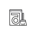 Clean hard drive disk line icon