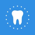 A clean, healthy tooth is isolated on a blue background Royalty Free Stock Photo