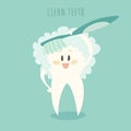 Clean the Healthy White Teeth Vector Illustration