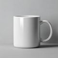 Blank White Ceramic Mug Mockup on Textured Gray Background Royalty Free Stock Photo