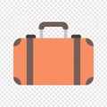 Minimalist Orange Travel Suitcase Icon, Transparent Background Royalty Free Stock Photo