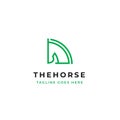 Clean horse head line logo design. quarter circle shape animal line art vector icon Royalty Free Stock Photo