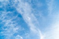 Clean on a hot summer day. Fresh blue sky and soft white clouds. Bright blue sky with fluffy white clouds, The idea for the feelin Royalty Free Stock Photo