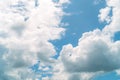 Clean on a hot summer day. Fresh blue sky and soft white clouds. Bright blue sky with fluffy white clouds, The idea for the feelin Royalty Free Stock Photo