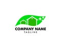 Clean House logo designs with Nature leaf, Cleaning Service logo vector Royalty Free Stock Photo