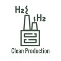 Clean Hydrogen Production as Green Energy Icon Set