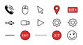 Clean Icon Set Featuring Technology, Location, Settings, and Exit Symbols Royalty Free Stock Photo