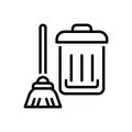 Black line icon for Clean, squeaky clean and sweeping