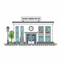 Railway administration building with tracks Royalty Free Stock Photo