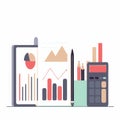 Visualizing financial growth and data analysis with charts graphs and a calculator for business success Royalty Free Stock Photo