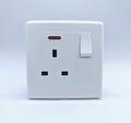 White British Standard Electrical Wall Socket with Integrated Power Switch and Indicator Light Royalty Free Stock Photo