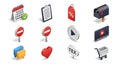 Isometric Icons Set: Business, Communication, and E-commerce Concepts Royalty Free Stock Photo
