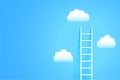 clean ladder climb up to the sky with clouds design progress concept