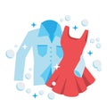 Clean Laundry shirt and dress embrace, concept for love and romance