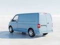 Blank Light Blue Delivery Van with Shadow on White Background Ready for Branding Royalty Free Stock Photo
