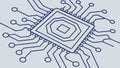 A clean line art icon of a computer CPU processor microchip, vector design Generative AI Royalty Free Stock Photo