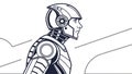 Full body robot line art, advanced AI humanoid design, vector design Generative AI Royalty Free Stock Photo