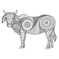 Clean lines doodle design of cow for adult coloring