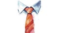 Clean Lines Father\'s Day Illustration with Watercolor Tie and Mustache.