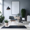 Clean Lines and White Spaces: Modern Minimalist Interior Design with Realistic Poster Frame