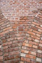 Clean masonry work in an old brick wall, as a patterned and weathered background