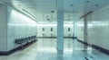 Clean men public toilet room empty with big window and light from outside, interior. Ai Generative Royalty Free Stock Photo