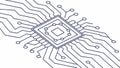 Clean Microchip Outline for Tech Diagrams Vector, vector design Generative AI Royalty Free Stock Photo