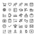 Minimal UI and Social Media Line Icons Set for Web, App and Interface Design Royalty Free Stock Photo