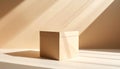 Minimalist Beige Box with Dramatic Light and Shadow Royalty Free Stock Photo