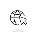 Global UX Icon: Globe and Cursor Royalty Free Stock Photo