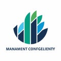 Clean and minimalist blue and green logo designed for a management company, Design a clean and minimalist logo using a circle and