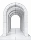 Endless Corridor of White Stone Arches Royalty Free Stock Photo
