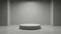 Minimalist Circular White Podium in Grey Studio Background Royalty Free Stock Photo